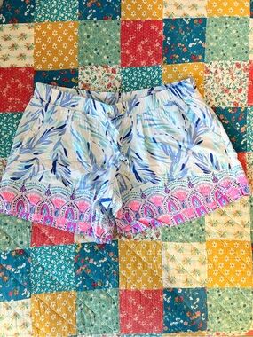 Lilly Pulitzer Blue and Pink Watercolor-Print Shorts
